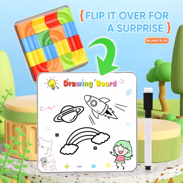 Children's Educational Drawing Board Toys Balance Ball Track Building Blocks, Color Writing Board Puzzle Toys - Image 3