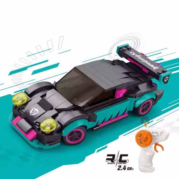 Green Racing Car RC Sports Building Blocks 265 pcs Set - 70053 - Image 2