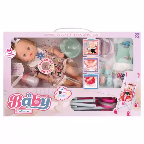 High Quality Funny Mini Soft Baby Doll and Trolley Play Set Toy for Girls - Image 3