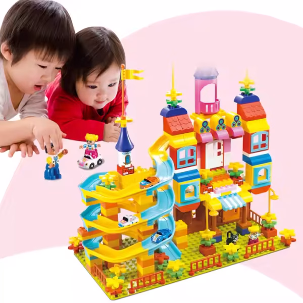 Plastic Block Castle Car Big Building Brick Ball Track Blocks For Kids - Image 6