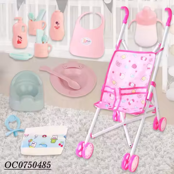 High Quality Funny Mini Soft Baby Doll and Trolley Play Set Toy for Girls - Image 5
