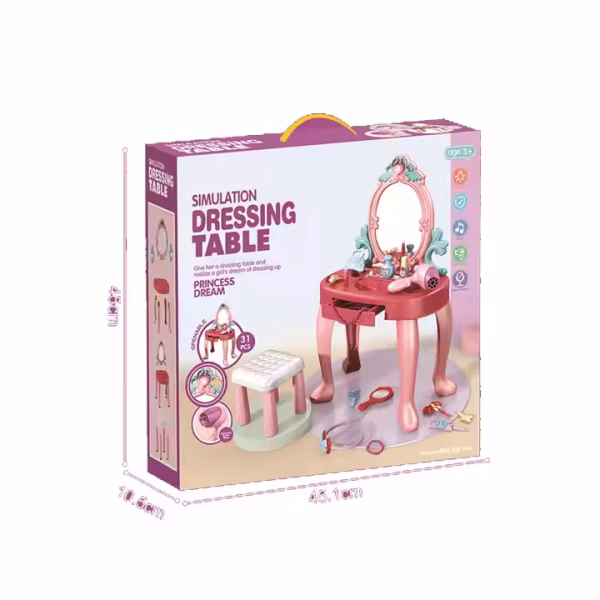 Pretend Play Toys Princess Girl Dressing Table with Drawers - Image 6