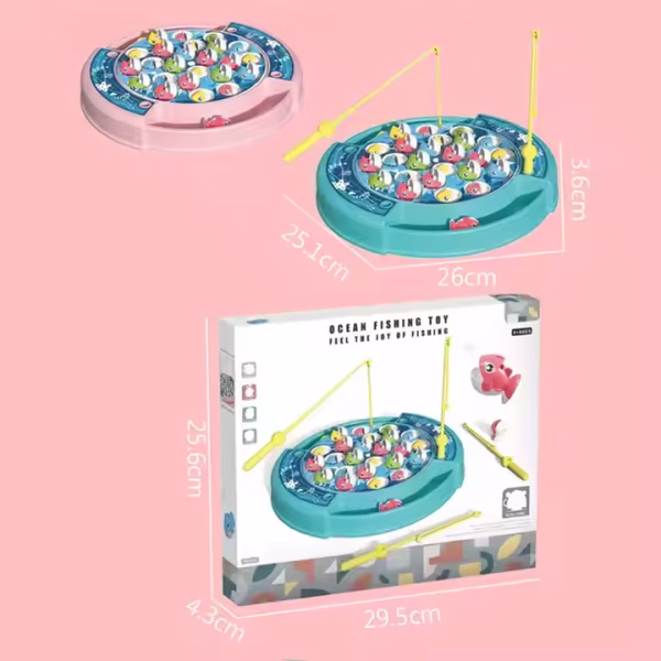 Fishing Game Electronic Musical Rotating Fishing Board Game Kids Toy - Image 5