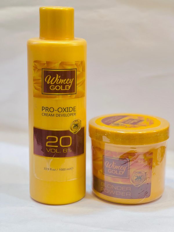 Wimsy Gold Pro Oxide Cream Developer And Blonder Powder, Face And Full Body Polisher, 1000 ml.
