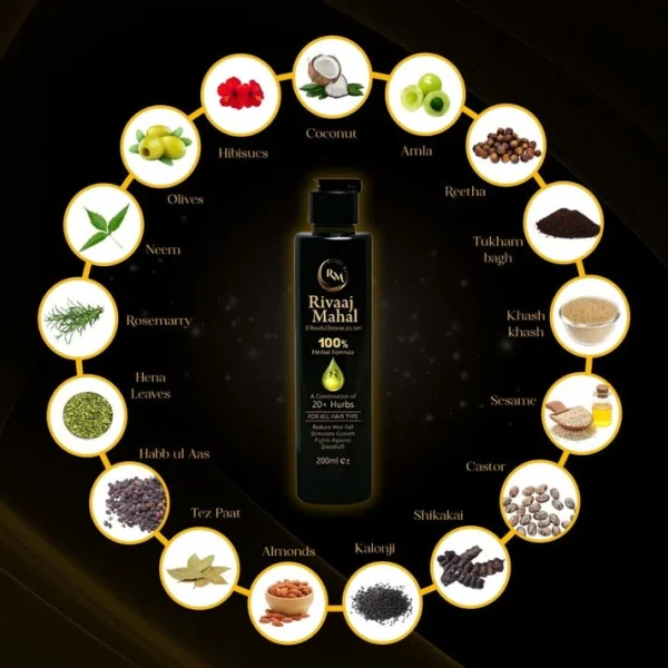 Rivaaj Mahal Herbal Hair Oil 200ml - Image 5