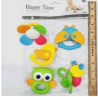5 Pcs Teether Rattle Set Baby Toy, Happy time Latest Rattle And Teether Toys for Newborn babies And kids.