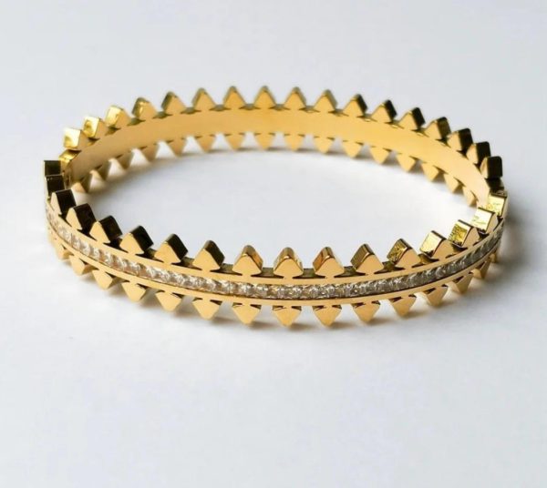 Stainless steel Handcuff, Cutwork Zircon Handcuff. - Image 6