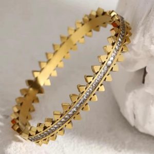 Stainless steel Handcuff, Cutwork Zircon Handcuff.