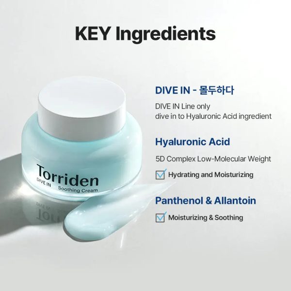 Torriden, Dive-In Low Molecular Hyaluronic Acid Soothing Cream, 100 ml. - Image 4