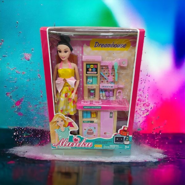 Doll Kitchen Cooking Playset with Accessories for Girls