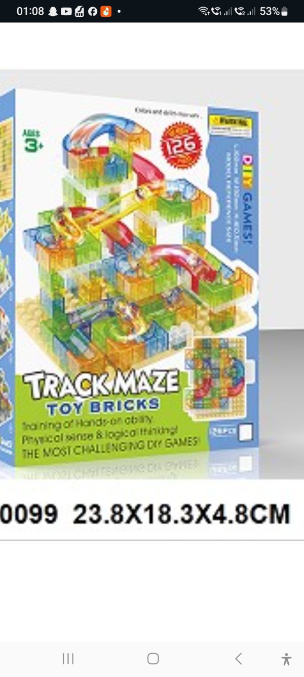 Track Maze Construction Marble Run Blocks Toy (128 Pcs) 9302