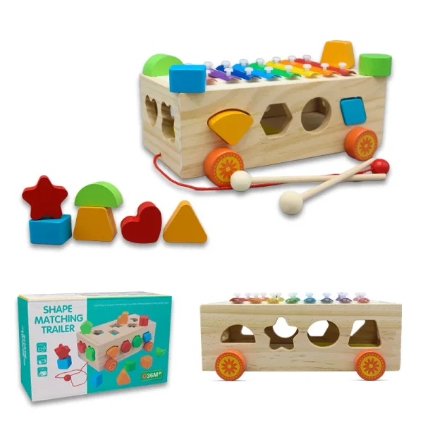 Wooden Pull Shape Along Toy Car Learning Adventure For Kids - Image 3