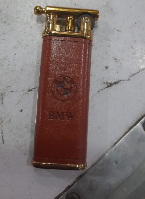 Metal leather Old Boy Gold And Natural Smooth Pipe Lighter - Image 2