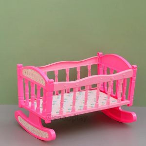 Baby Cot Rocking Bed Cradle Pink for Dolls Bedroom Furniture Decoration Accessory