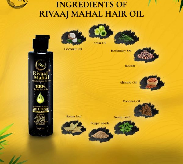 Rivaaj Mahal Herbal Hair Oil 200ml - Image 3