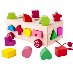 Wooden Pull Shape Along Toy Car Learning Adventure For Kids
