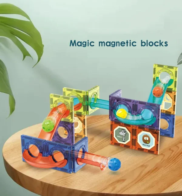 STEM Light Magnetic Blocks (Magnetic Marble Run set) - 49PCS - Image 2
