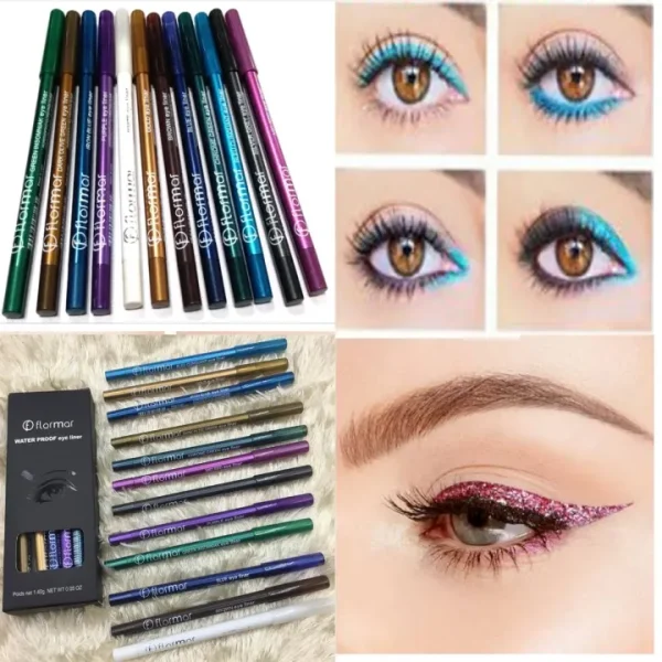Flormar 12 pcs Colorful Waterproof And Long Lasting Pencil Eyeliner. - Image 3