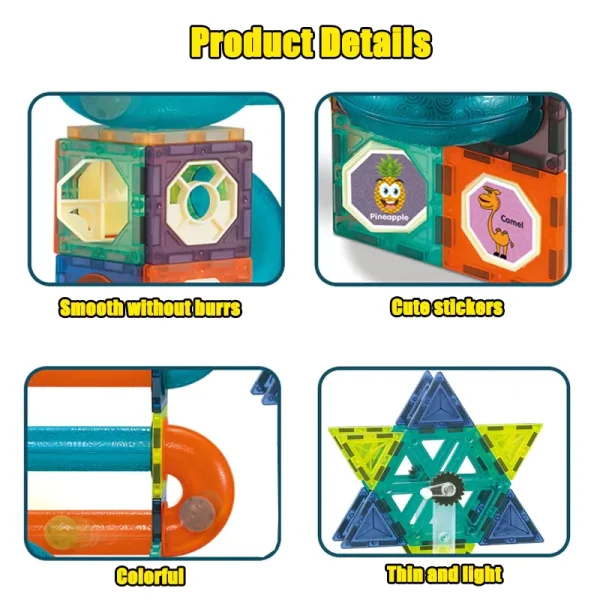 STEM Light Magnetic Blocks (Magnetic Marble Run set) - 49PCS - Image 3
