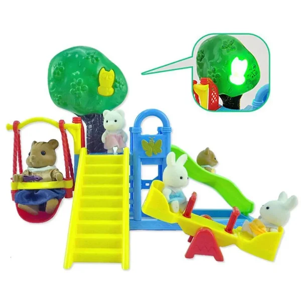 Amusement Park Toy for Kids with Slide, Seesaw & Swing