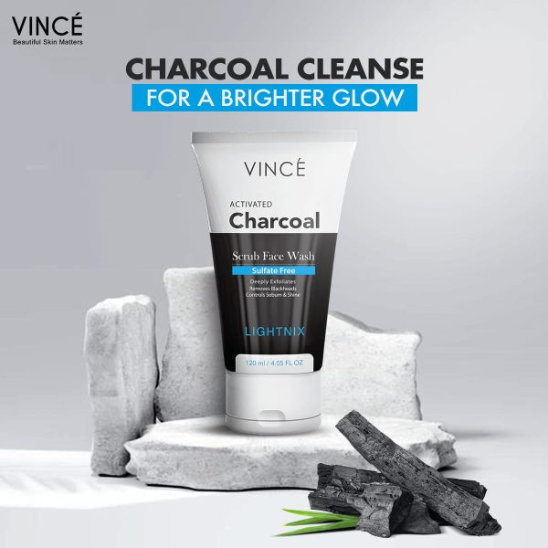 Vince Activated Charcoal Scrub Face Wash For Women- 120ML: - Image 3