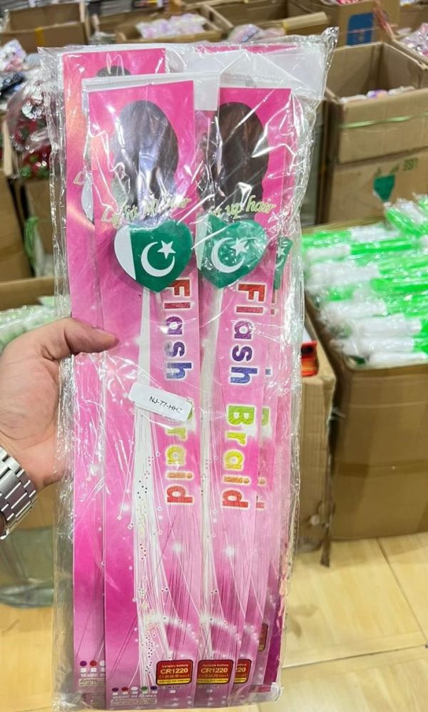 Jashn E Azadi  Special LED Hair Pony Tails For Girls 12 PCS: - Image 2