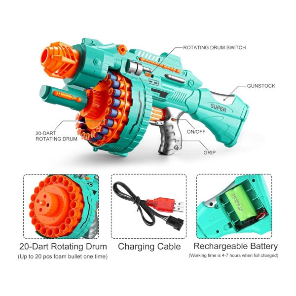 Blast Soft Bullet Toy Gun Automatic Drum Gun - Image 3