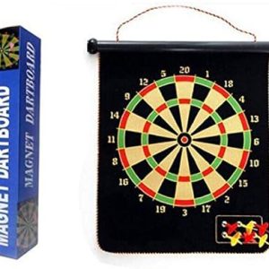 15 inch Folding Magnetic Velvet Plastic Steel Magnet Reversible Dart Board Two-Sides with 4 Dart Board Game