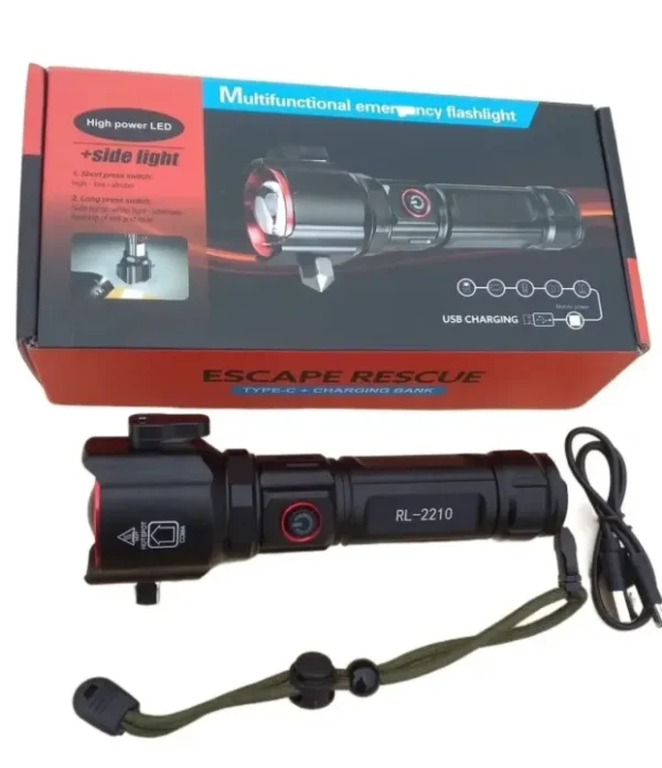 Rechargable Emergency Flashlight And Charging Bank Waterproof LED Powerful Torch. - Image 2