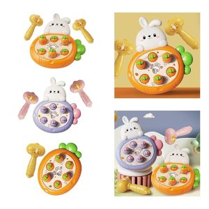 Hammering Pounding Toys Cute Rabbit with Hammer Suckers for Game Activity Orange 2 Mallet ,Developmental Baby Toys