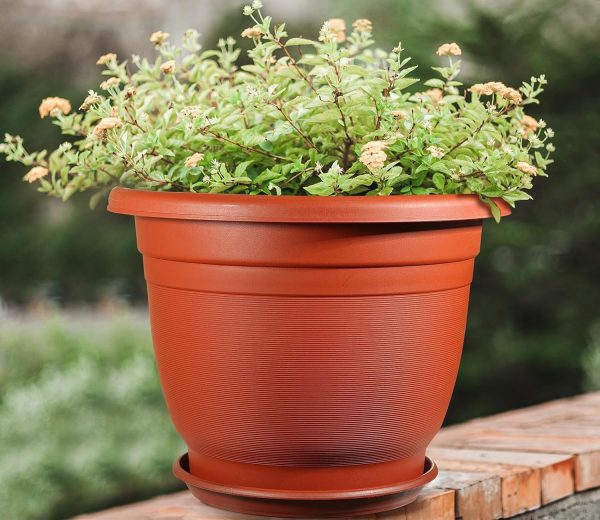 Full Plastic Flower Pots with plate B-304 - Image 2