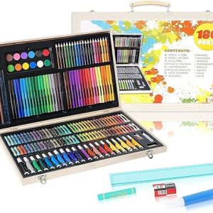 Art Kit for Children, Includes Crayons, Markers, Paint, Paper, Scissors Art Set, Portable Drawing Painting Art Supplies (180 PCS)