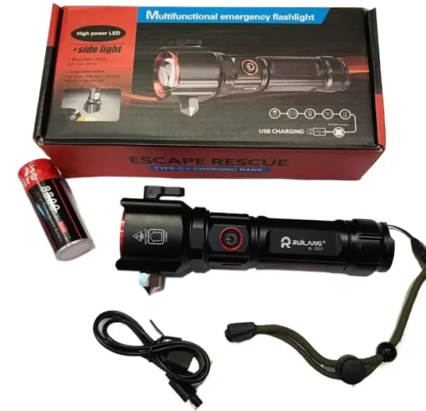 Rechargable Emergency Flashlight And Charging Bank Waterproof LED Powerful Torch. - Image 6