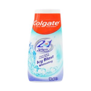 Colgate 2-in-1 Whitening Toothpaste Gel and Mouthwash, Icy Blast, 100 ml.