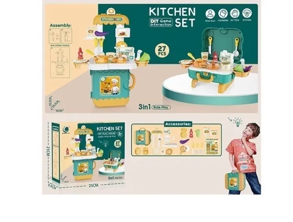27 Pcs Kitchen Set Toy For Kids Briefcase style kitchen set. - Image 5
