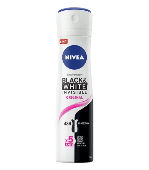 Nivea Black & White Invisible Original Body Spray For Women, 48 H Protection, 150 ml