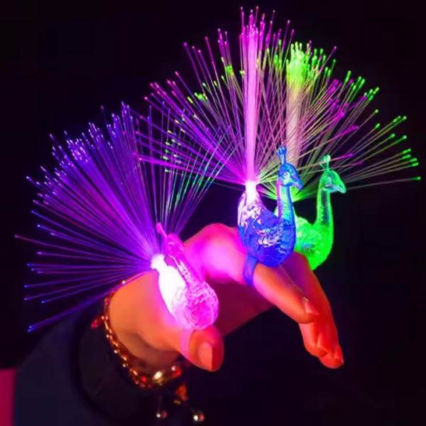 Peacock Design Led Light up Rings Party Gadgets Toys for Children(14 August Special)