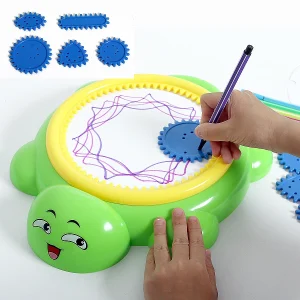 Cartoon Tortoise spin’N Spiral doodler Design Spirograph Drawing Set Creative Spiral Sketchpad 5 gear 5 Pens Educational toys