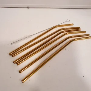 Reusable Metal /Stainless Steel Drinking Straw Set with Cleaning Brush 6 PCS: