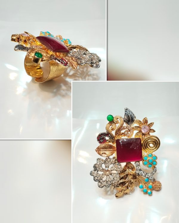 Unique And stylish casting Made Zircon stones Adjustable Ring Exclusive By Unique Fancy Jewellery. - Image 4