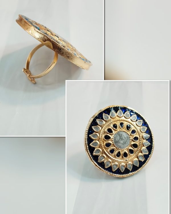Thap'pa Kundan Made Adjustable Rings Exclusive By Unique Fancy Jewellery. - Image 6