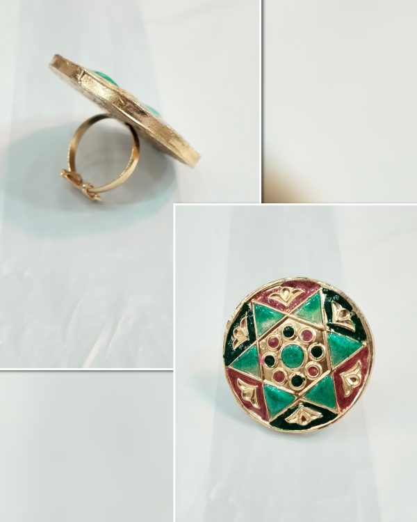 Thap'pa Kundan Made Adjustable Rings Exclusive By Unique Fancy Jewellery. - Image 3