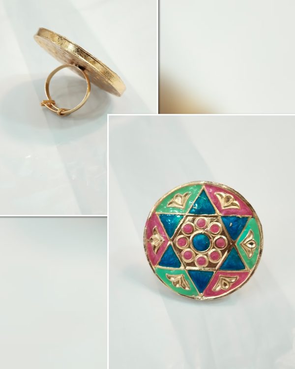 Thap'pa Kundan Made Adjustable Rings Exclusive By Unique Fancy Jewellery. - Image 2