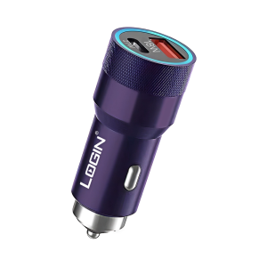 Login L-601 Car Charger, 45 W, PD To PD (Purple, Beige).