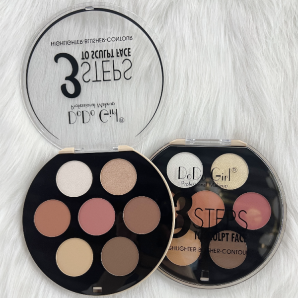 DoDo Girl Blush Highlight Custom private label pigmented 3 in 1Makeup blush crystal loose highlighter powder contour palette