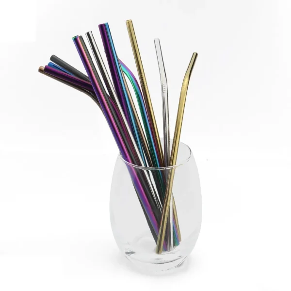 Reusable Metal /Stainless Steel Drinking Straw Set with Cleaning Brush 6 PCS: - Image 2