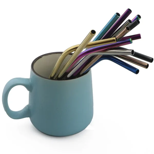 Reusable Metal /Stainless Steel Drinking Straw Set with Cleaning Brush 6 PCS: - Image 3