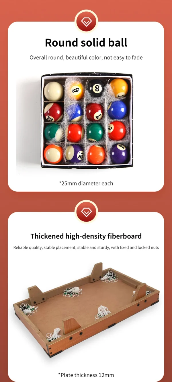 Mini Pool Table Billiards Snooker Toy Party Montessori Sports Table Game - Image 6