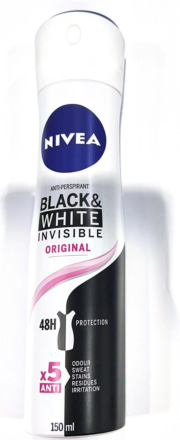 Nivea Black & White Invisible Original Body Spray For Women, 48 H Protection, 150 ml - Image 3
