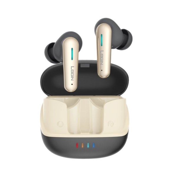 Login L-206 Earbuds, Wireless, Bluetooth, 400 mAh Battery (Golden). - Image 2